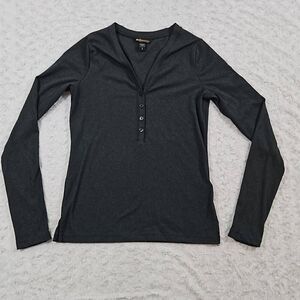 Athleta uptempo ribbed grey Henley top womens small soft lounge cozy outdoors